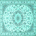 Square Medallion Turquoise Traditional Rug, tr1464turq