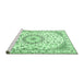 Sideview of Machine Washable Medallion Emerald Green Traditional Area Rugs, wshtr1464emgrn