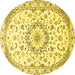 Round Medallion Yellow Traditional Rug, tr1464yw