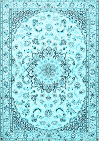 Medallion Light Blue Traditional Rug, tr1464lblu