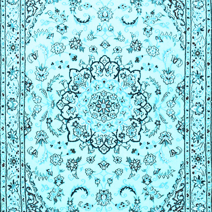 Medallion Light Blue Traditional Rug, tr1464lblu