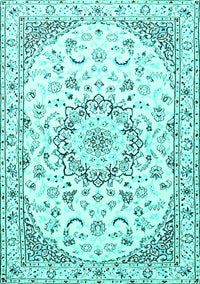 Medallion Turquoise Traditional Rug, tr1464turq