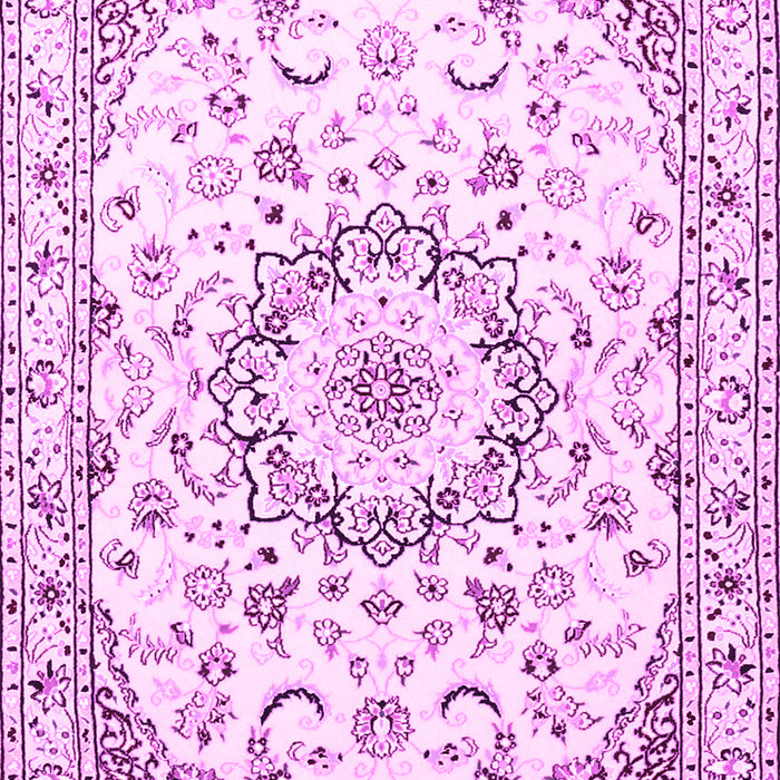 Machine Washable Medallion Pink Traditional Rug, wshtr1464pnk