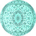 Round Medallion Turquoise Traditional Rug, tr1464turq