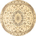 Round Medallion Brown Traditional Rug, tr1464brn