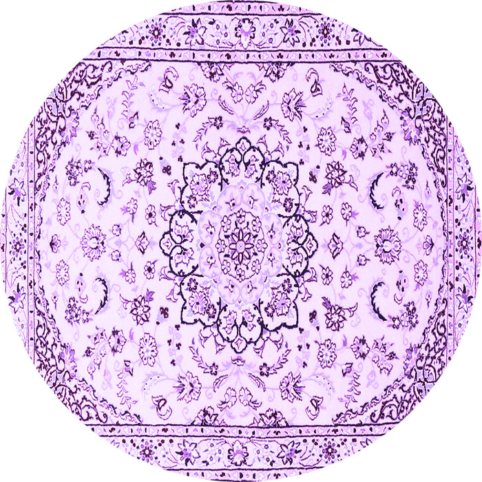 Round Medallion Purple Traditional Rug, tr1464pur