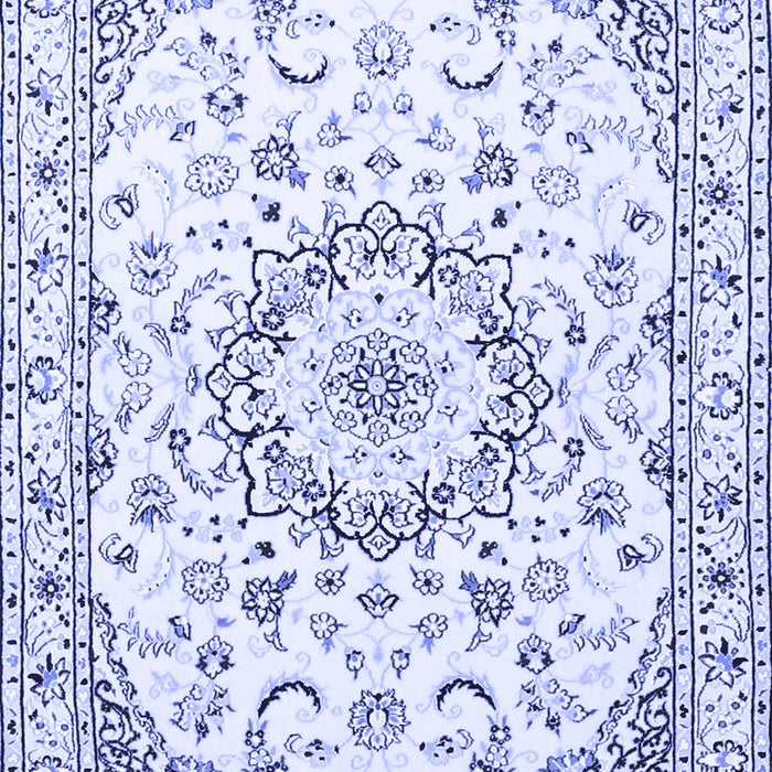 Machine Washable Medallion Blue Traditional Rug, wshtr1464blu