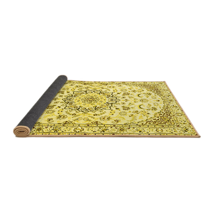 Sideview of Medallion Yellow Traditional Rug, tr1464yw