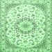 Square Medallion Emerald Green Traditional Rug, tr1464emgrn