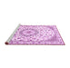 Sideview of Machine Washable Medallion Pink Traditional Rug, wshtr1464pnk