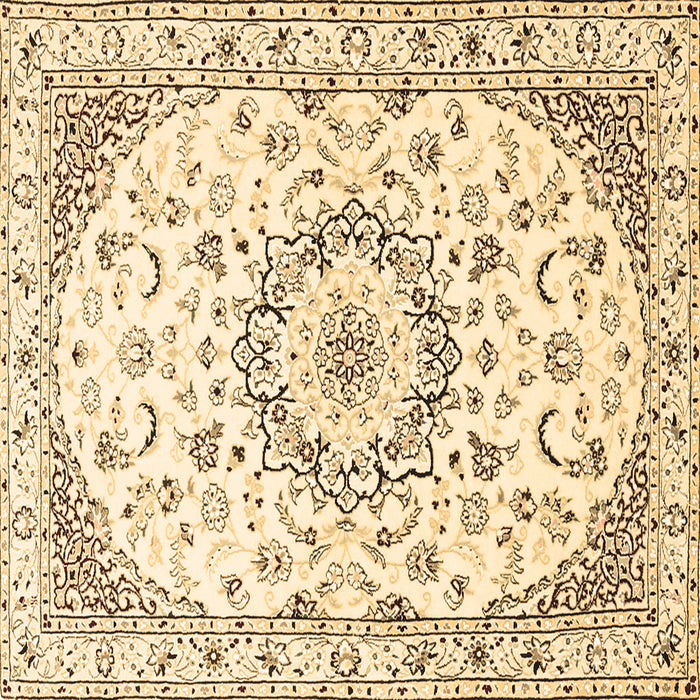 Square Machine Washable Medallion Brown Traditional Rug, wshtr1464brn