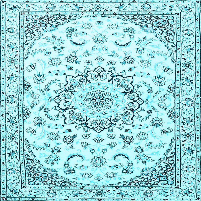 Square Medallion Light Blue Traditional Rug, tr1464lblu