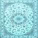 Square Medallion Light Blue Traditional Rug, tr1464lblu