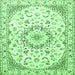 Serging Thickness of Medallion Green Traditional Rug, tr1464grn