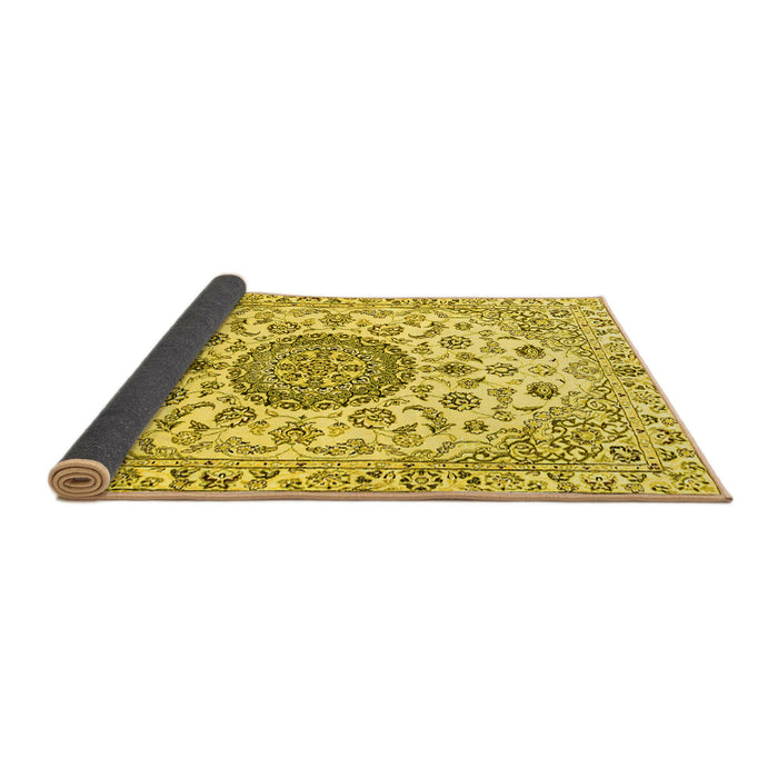 Sideview of Medallion Yellow Traditional Rug, tr1465yw