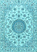 Machine Washable Medallion Light Blue Traditional Rug, wshtr1465lblu