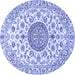 Round Medallion Blue Traditional Rug, tr1465blu