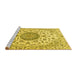 Sideview of Machine Washable Medallion Yellow Traditional Rug, wshtr1465yw