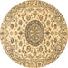 Round Medallion Brown Traditional Rug, tr1465brn