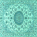 Square Medallion Turquoise Traditional Rug, tr1465turq