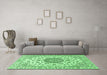 Machine Washable Medallion Emerald Green Traditional Area Rugs in a Living Room,, wshtr1465emgrn