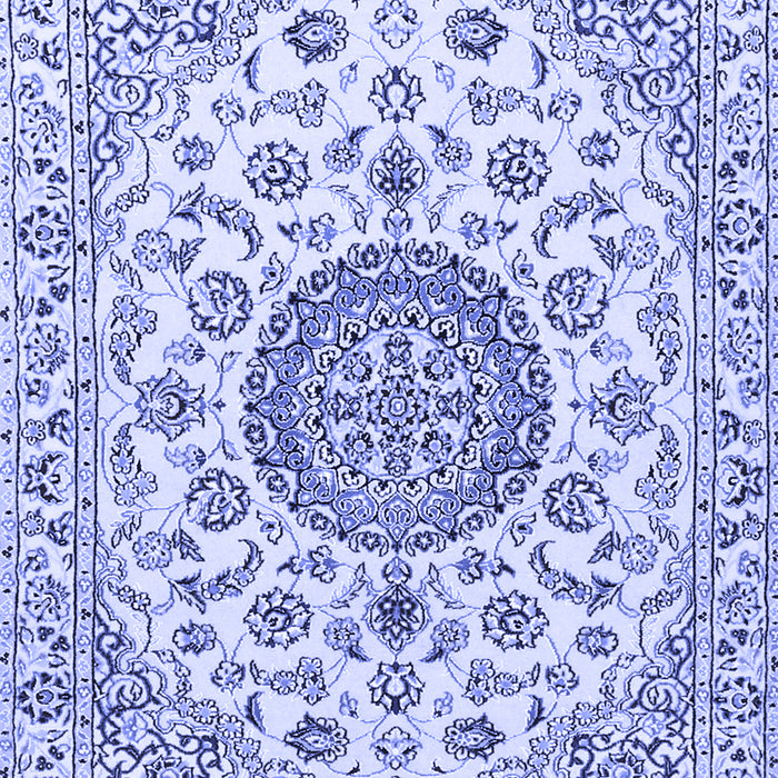 Machine Washable Medallion Blue Traditional Rug, wshtr1465blu