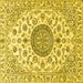 Square Machine Washable Medallion Yellow Traditional Rug, wshtr1465yw