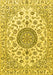 Machine Washable Medallion Yellow Traditional Rug, wshtr1465yw