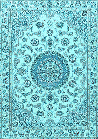 Medallion Light Blue Traditional Rug, tr1465lblu