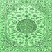 Square Medallion Emerald Green Traditional Rug, tr1465emgrn