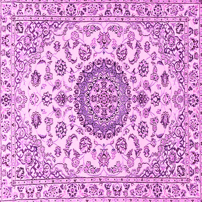 Square Machine Washable Medallion Pink Traditional Rug, wshtr1465pnk