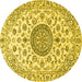 Round Medallion Yellow Traditional Rug, tr1465yw