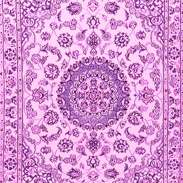 Machine Washable Medallion Pink Traditional Rug, wshtr1465pnk