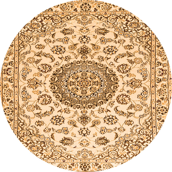 Square Medallion Orange Traditional Rug, tr1465org