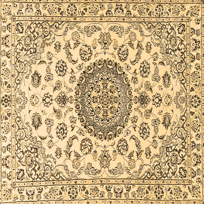 Square Machine Washable Medallion Brown Traditional Rug, wshtr1465brn