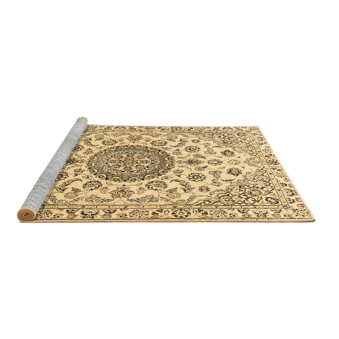 Sideview of Machine Washable Medallion Brown Traditional Rug, wshtr1465brn