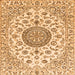 Round Machine Washable Medallion Orange Traditional Area Rugs, wshtr1465org