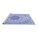 Sideview of Machine Washable Medallion Blue Traditional Rug, wshtr1465blu