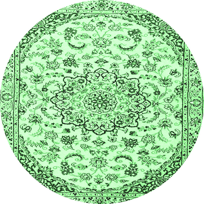 Round Medallion Emerald Green Traditional Rug, tr1466emgrn