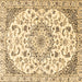 Square Machine Washable Medallion Brown Traditional Rug, wshtr1466brn