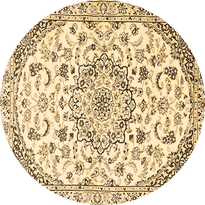 Round Medallion Brown Traditional Rug, tr1466brn