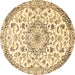 Round Medallion Brown Traditional Rug, tr1466brn