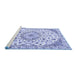 Sideview of Machine Washable Medallion Blue Traditional Rug, wshtr1466blu