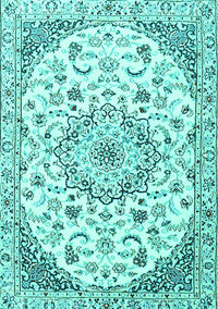 Medallion Turquoise Traditional Rug, tr1466turq