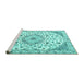 Sideview of Machine Washable Medallion Turquoise Traditional Area Rugs, wshtr1466turq