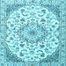 Square Medallion Light Blue Traditional Rug, tr1466lblu