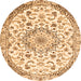 Machine Washable Medallion Orange Traditional Area Rugs, wshtr1466org