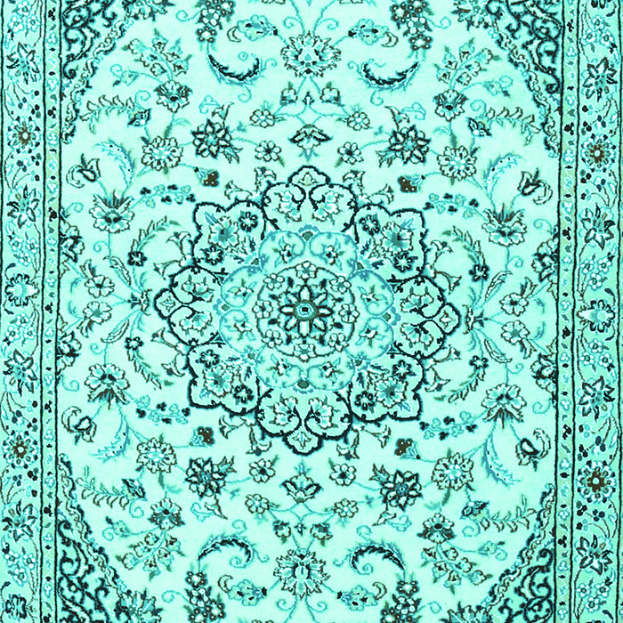 Machine Washable Medallion Turquoise Traditional Area Rugs, wshtr1466turq