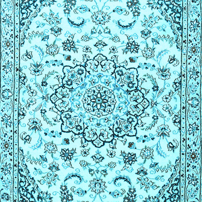 Medallion Light Blue Traditional Rug, tr1466lblu