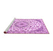 Sideview of Machine Washable Medallion Pink Traditional Rug, wshtr1466pnk